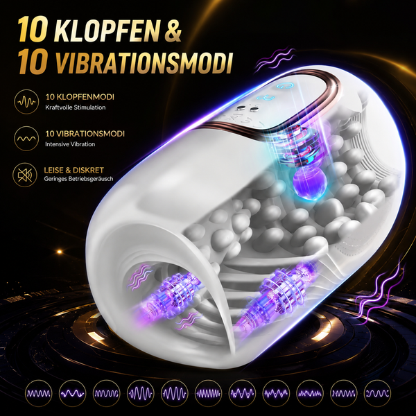 Automatische Masturbatoren Penis Stroker Blowjob mit 10 Klopfen & 10 Vibrationsmodi