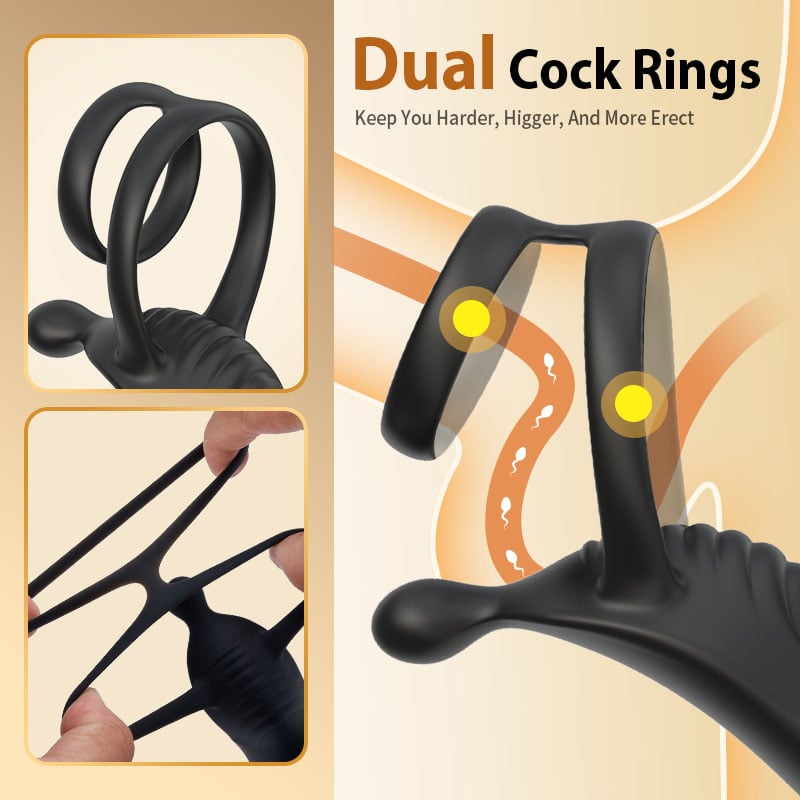 Cyclone - Thrusting Prostate Massager With Double Cock Rings Non-Toxic & Worry-Free