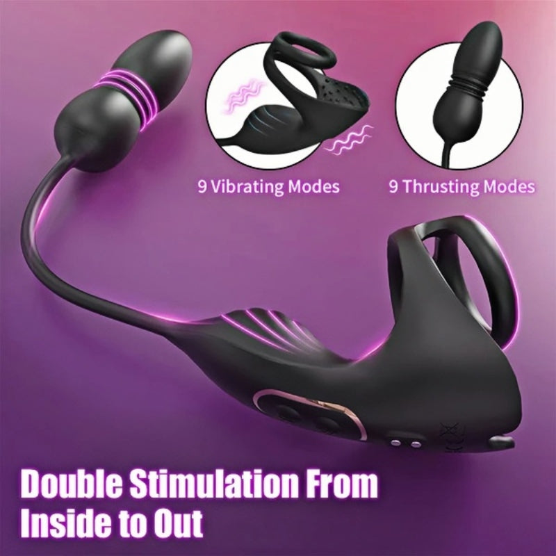 Prostata-Massagegerät mit 9 Stoß- und Vibrationsstufen und Hodenstimulator