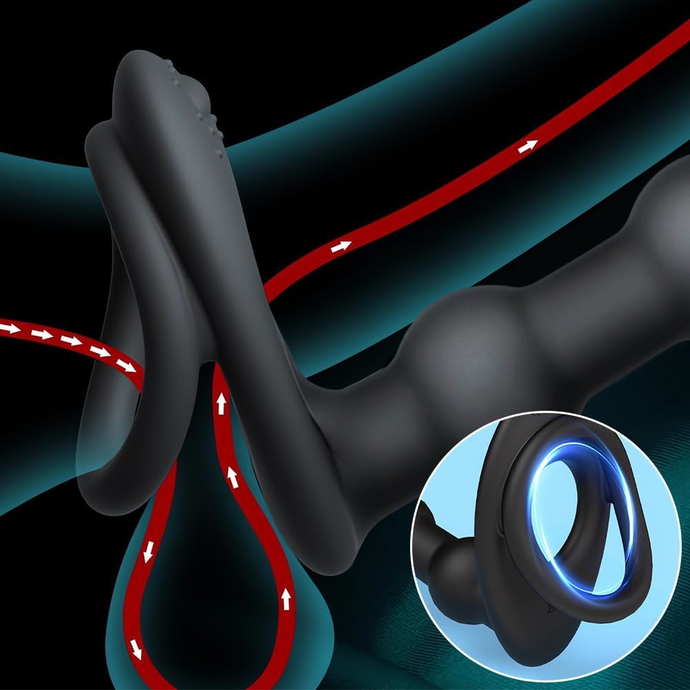 Penisring Anal Vibrator mit Fernbedienung Silikon Cockring Analkugeln 10 Vibrationsmodi Penis Ring Stimulator Anal Dildo Butt Plug Extreme Sexspielzeuge für Männer Frauen und Paare