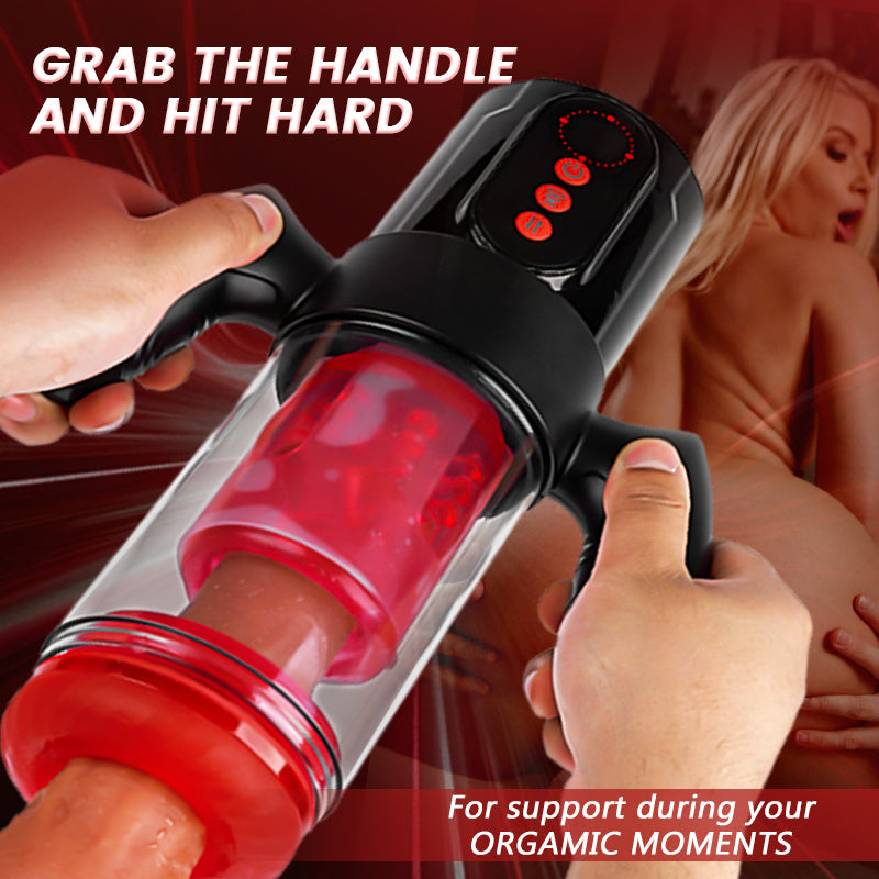 Terminator 9 Telescopic Rotating Sucking with Handle Male Stroker