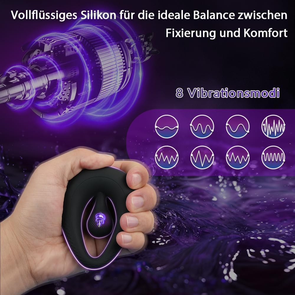 Penisring Vibrator mit 360° Verstellbarem Perlen-Klitorisstimulator, Sex Spielzeug für die Paare Männer Frauen, YAWNSHE Cockring Penis Ring Sex Toys, Erotisches Sexspielzeug für Paare Mann Extrem Sex