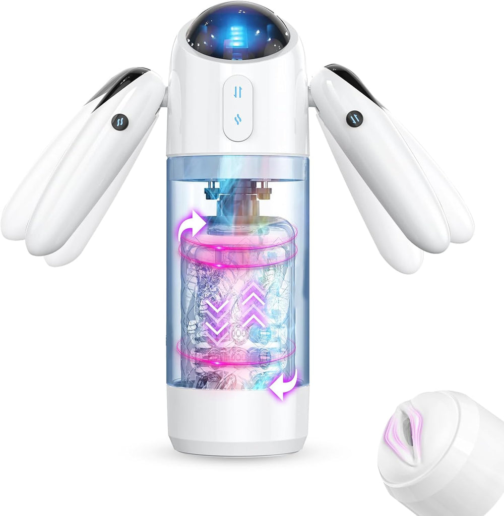 Elektrischer Masturbator Cup,Taschenmuschi Vibrationen mit 2 Griffe & 7 Teleskopmodi & Rotationsmodi,Masturbieren für Männer Elektrisch Masturbatoren 3D Vagina Pussy,Sex Spielzeug für die Männer
