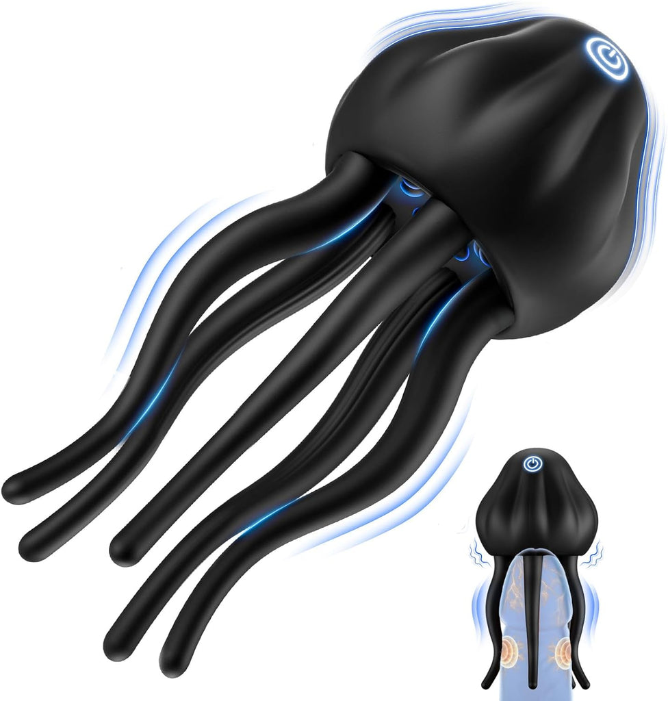 Masturbator Sexspielzeug für Paare Extrem Sex Toy mit 10 Vibrations Qualle Tentakel Penismassage Nippel & Klitoris Stimulator, Vibratorensets Penis Vibrator - Erotik Sextoysets für Ihn und Frauen