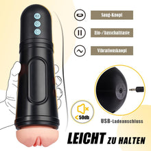 Load image into Gallery viewer, Elektrischer Masturbator mit 5 Saugmodi 10 Vibrationsmodi Sex Spielzeug für die Männer solo Masturbieren für Männer blowjob Männer Taschenmuschi 20cm lang realistische masturbatoren Vagina Pussy