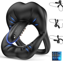 Load image into Gallery viewer, Dual Penisring Vibrator mit 360° Verstellbarem Tongue Klitorisstimulator, Sex Spielzeug für die Paare Männer, Penis Ring Sexspielzeug für Paare Extrem Sex, Penisringe Sextoysets für Paare Sex Cockring