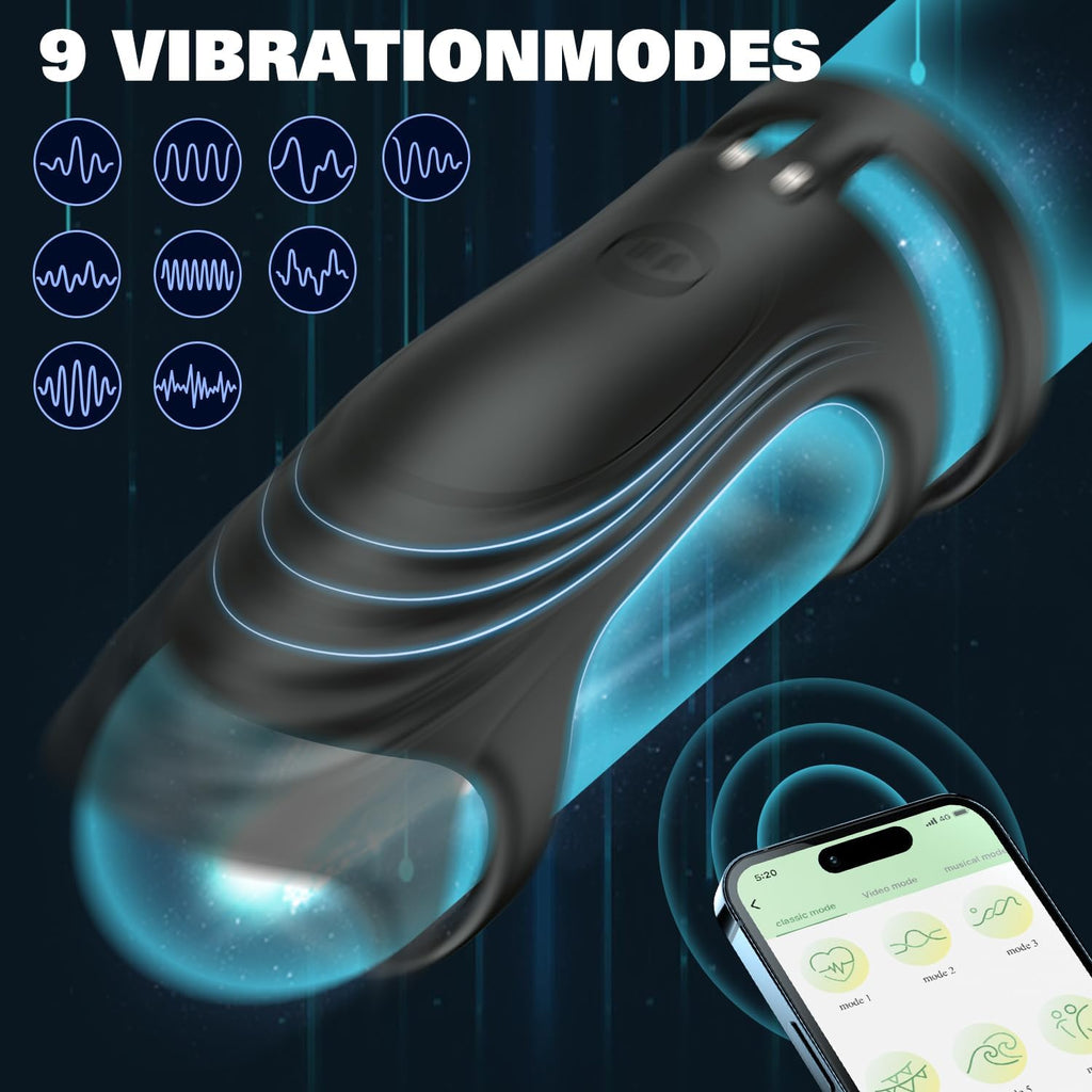 Penisring Vibrator Sex Spielzeug für die Männer, Penis Ring Erotik Sex Spielzeug für Paare Extrem, Cockring Penistrainer mit App Steuerung Masturbieren Männer mit 10 Modi für Langwährende Erektion