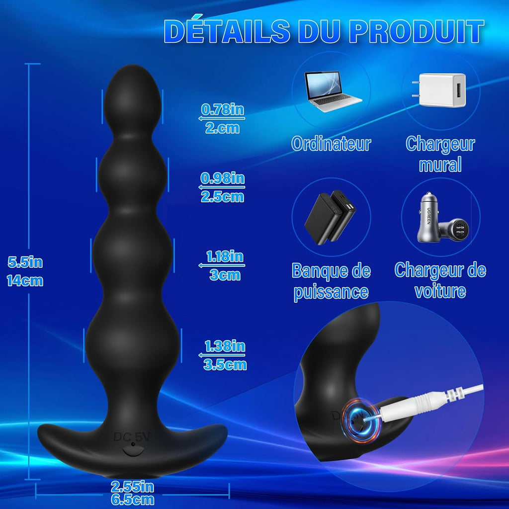 Plug Anal Vibromasseur Sex Toys - 14cm Extenseur plug anus plaisir pour hommes, femmes et couples, jouet sexuel plug anale est livré avec 9 modes de vibration et App Caractéristique, étanche IPX6