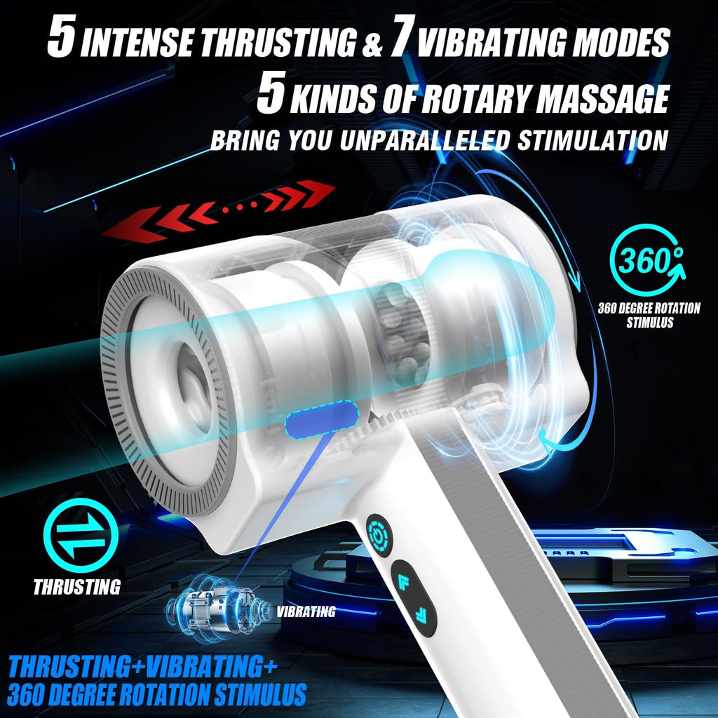 Elektrischer Masturbator Cup Handfrei mit 7 Vibrationsmodi und 5 Teleskop Rotationsmodi Waterproof Hands-Free Portable Masturbators Stroker Training Automatischer Elektrischer Masturbator