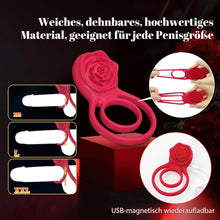 Load image into Gallery viewer, Penisring Vibrator mit Rose Klitoris Stimulator, Penis Ring Vibratoren Sex Spielzeug für Männer Paare Frauen, 9 Vibrations Cockring Erotisches Sexspielzeug Mann Paar Frau Extrem