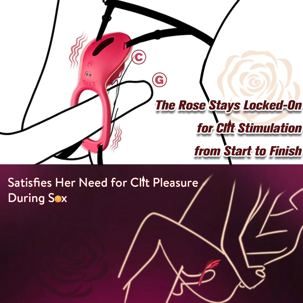 Couples Rose App Remote Control Wearable Vibrator, Couple Women Adult Sex Toys Games for Men, Hands Free Panty Clitoris Vibrator Vibrating Cock Ring, ZOOPLOU BDSM Female Sex Toy