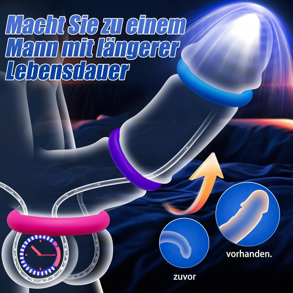 Reusable Silicone Penis Ring - Candy Colours 3 Different Sizes Penis Pump Sex Toys for Couples