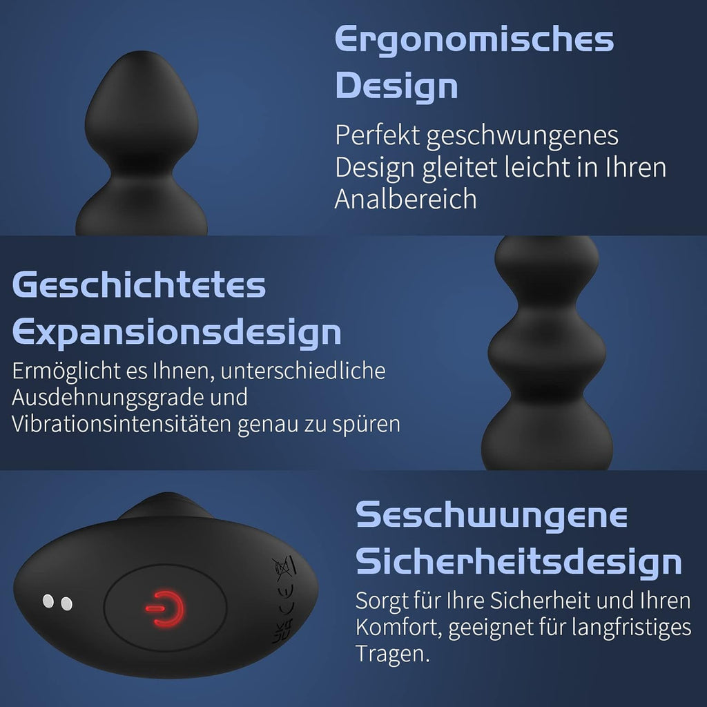 Wakelust Analplug Anfänger Analvibratoren 16 Vibrationsmodus Mit Fernbedienung und 5 Anders Größen Analkugeln, Sexspielzeug Für Paare Frauen Männer Buttplug G-Punkt Prostata Stimulator Massagegerät