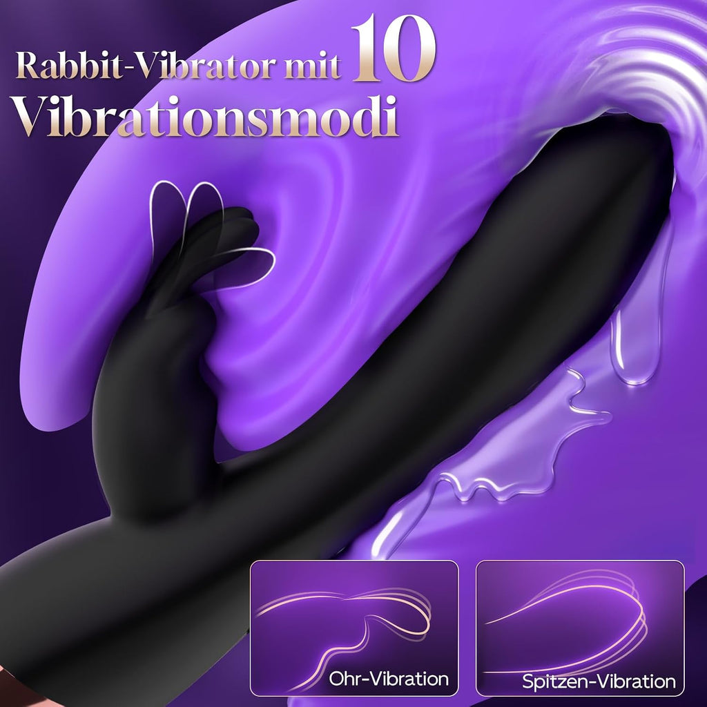 Vibrator Sex Spielzeug für die Frau, Vibration für Frauen Schwarz | Vibratorensets für Frauen Klitoris, Dildo Rabbit Vibratoren mit Klitorisstimulation, 10 Vibrationmodi Sextoysets für Damen