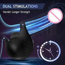 Load image into Gallery viewer, 2 in 1 Vibrierender Penisring mit 9 Vibrationsmodi und Fernbedienung Cockring Vibrator Sexspielzeug für Männer SM Herren Penisringe Vibratoren Massagegerät Langwährende Erektion Hodenvibrator