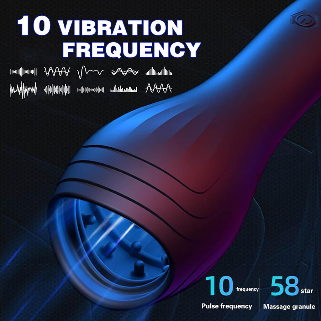 Buntune Elektrischer Cup Masturbator Sexspielzeug für Männer Silikon Penis Trainer Vibrator mit 10 Vibrationsmodi und Zunge Lecken Saugmodi Eichel Stimulator für Herren Taschenmuschi Massagegerät