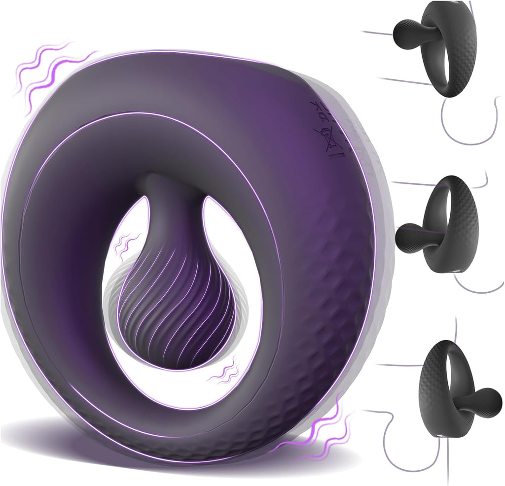 Penisring Vibrator mit 360° Verstellbarem Perlen-Klitorisstimulator, Sex Spielzeug für die Paare Männer Frauen, YAWNSHE Cockring Penis Ring Sex Toys, Erotisches Sexspielzeug für Paare Mann Extrem Sex
