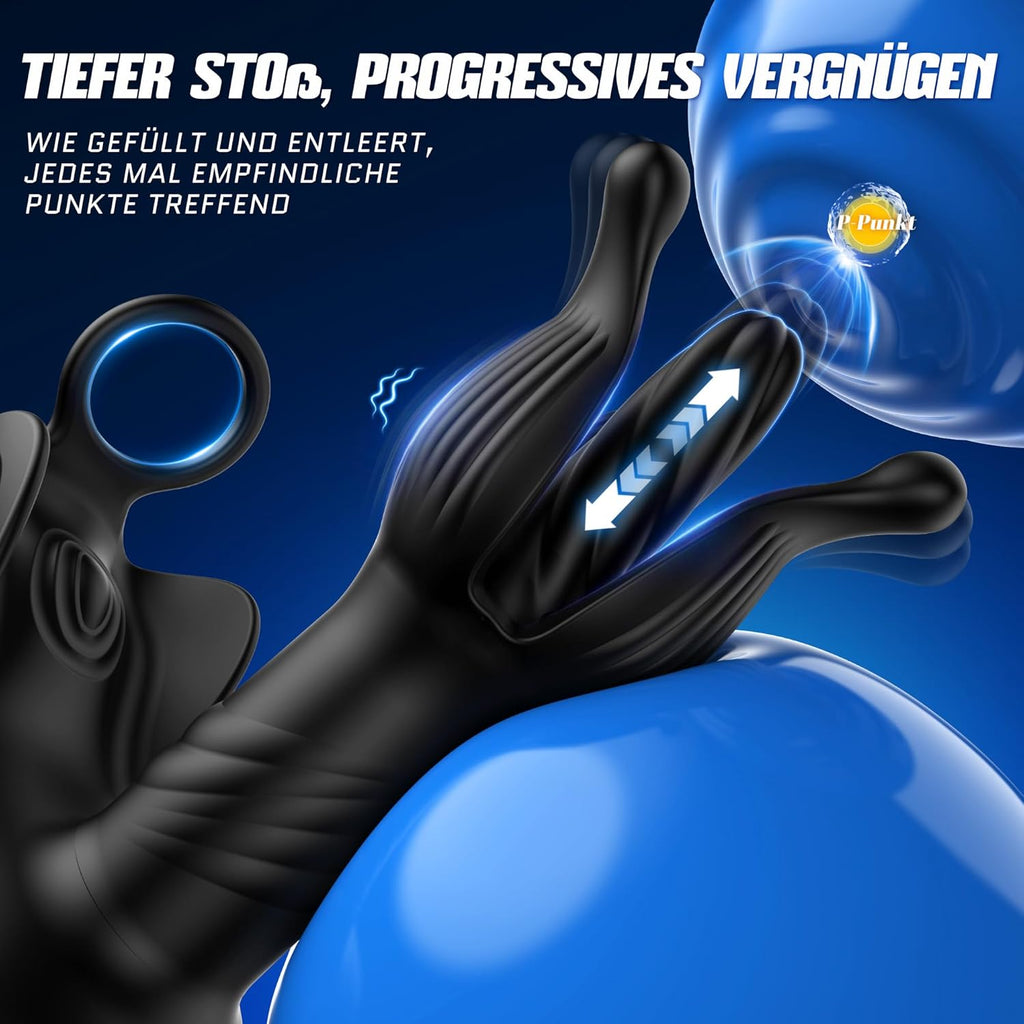 Soulour Analvibratoren für Mann Prostata Stimulation Männer, 4 IN 1 Expansions- und Schubmodi Analplug mit Penisring & Hodenvibration, Sex Spielzeug für die Männer Anal Plug Vibrator mit 9x9 Modi Reif