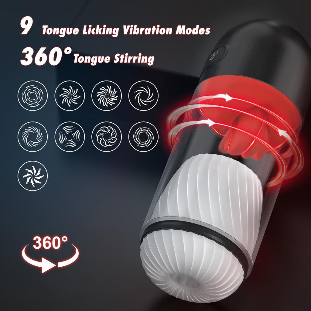 Elektrischer Masturbator Eichel Stimulator Sexspielzeug 9-Frequenz-Zungenleck-Vibrationsmodus Männlicher vibrierender Masturbationsbecher rotierende vibrierende Eichel leckender Flugzeugbecher