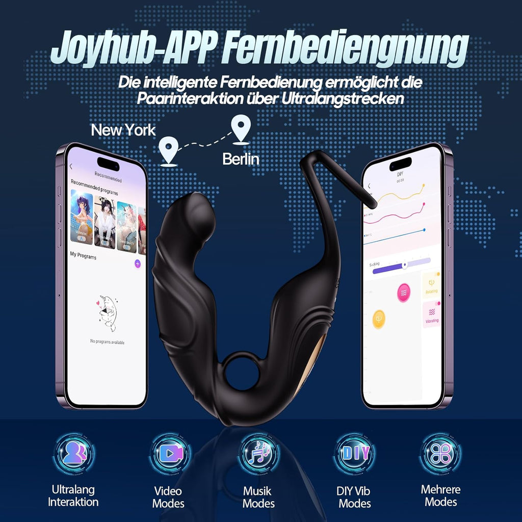 Analvibratoren für Mann Prostata Stimulation Männer mit 360° Rotierende Analdehnung Massage & 9 Intensiv Vibrationsmodi Analplug Anal Vibrator Sex Spielzeug die Männer Penisring APP Tagnaff