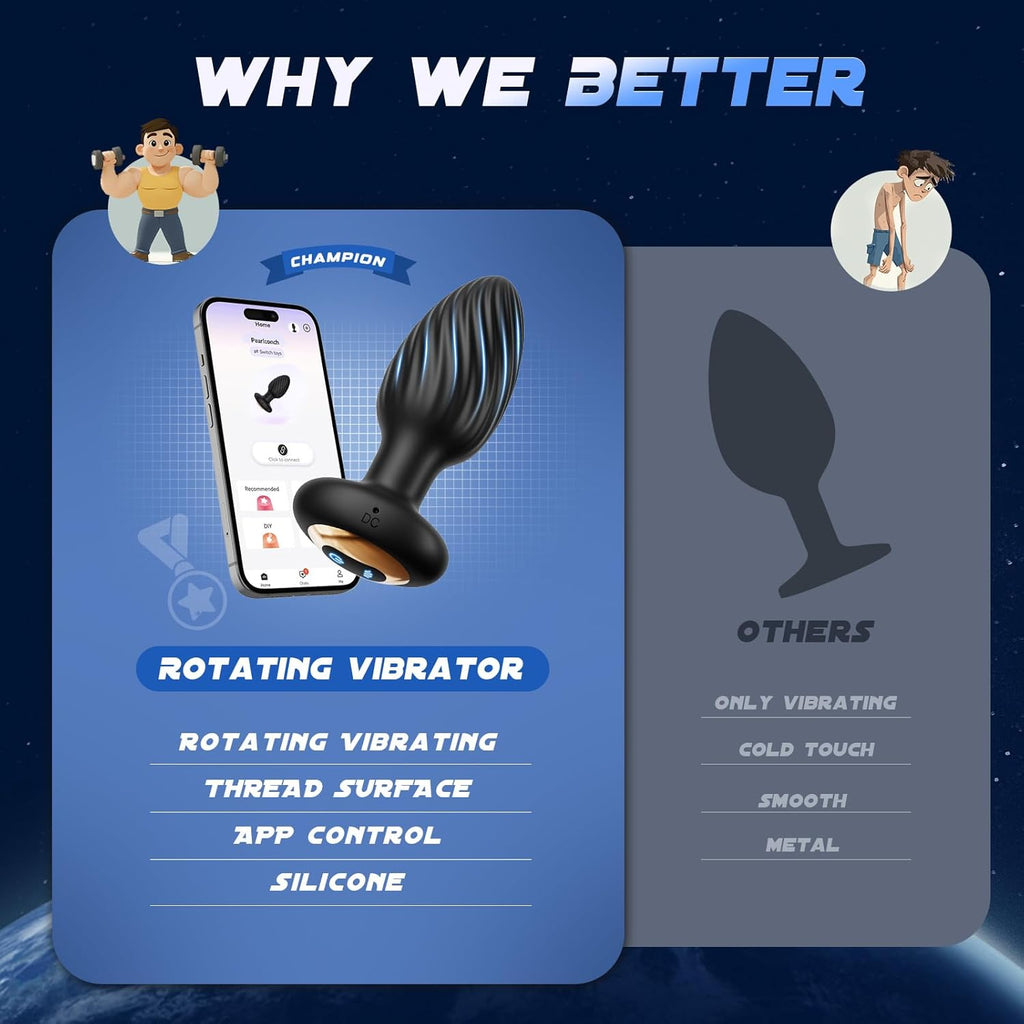 Anal Vibrators Sex Toys, Anal Toys Anal Plug with 7 Rotation & 7 Vibration, Adult Toys Remote Control Vibrator Sex Toys4couples Men & Women Thrusting