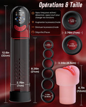Load image into Gallery viewer, Pompe à Pénis Sextoyse Homme Sex Toys, APP Pompe à Vide Électrique Manuelle &amp; Automatique avec 8 d'Aspiration Masturbateurs Masculins, Sex Toyspour Pour Homme Masturbateur avec Vaginette Silicone