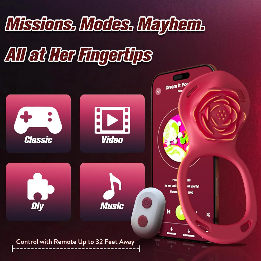 Couples Rose App Remote Control Wearable Vibrator, Couple Women Adult Sex Toys Games for Men, Hands Free Panty Clitoris Vibrator Vibrating Cock Ring, ZOOPLOU BDSM Female Sex Toy