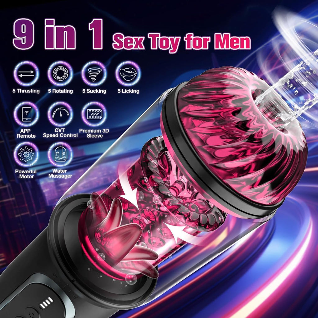 Elektrischer Masturbator Masturbieren Sex Spielzeug für Männer 5 Teleskop 5 Rotierend 5 Saugen, Vibratorensets APP Fernbedienung Vagina Pussy Sex Toys Penispumpe, Masturbatoren Taschenmuschi