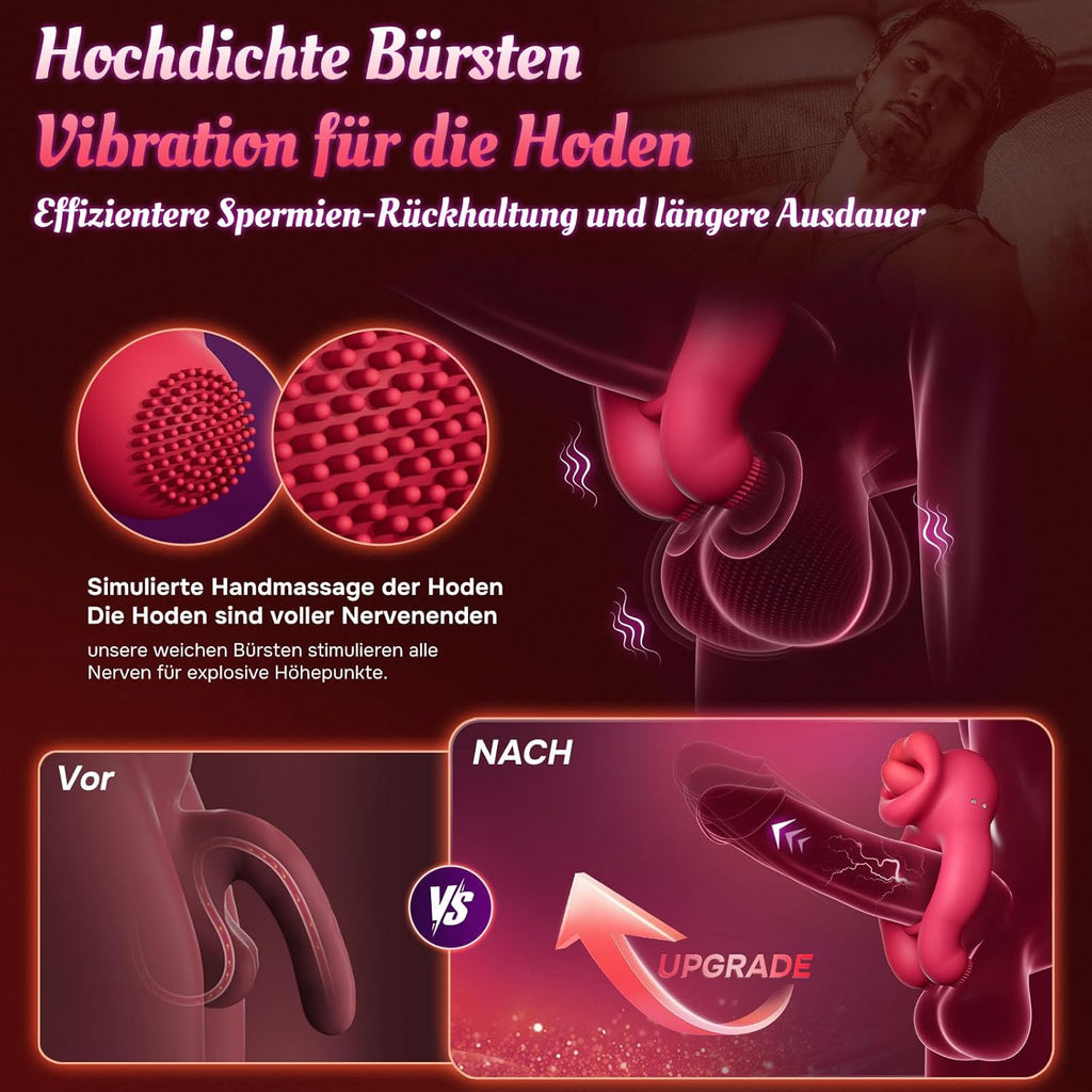 Penisring Sex spielzeug für Paare extrem sex, Erotik Zunge Cockring Sex Spielzeug für die Männer Extrem mit 10 Vibrationsmodi, Dual Penisringe Massagegerät Erotisches Sexspielzeug für Klitoris