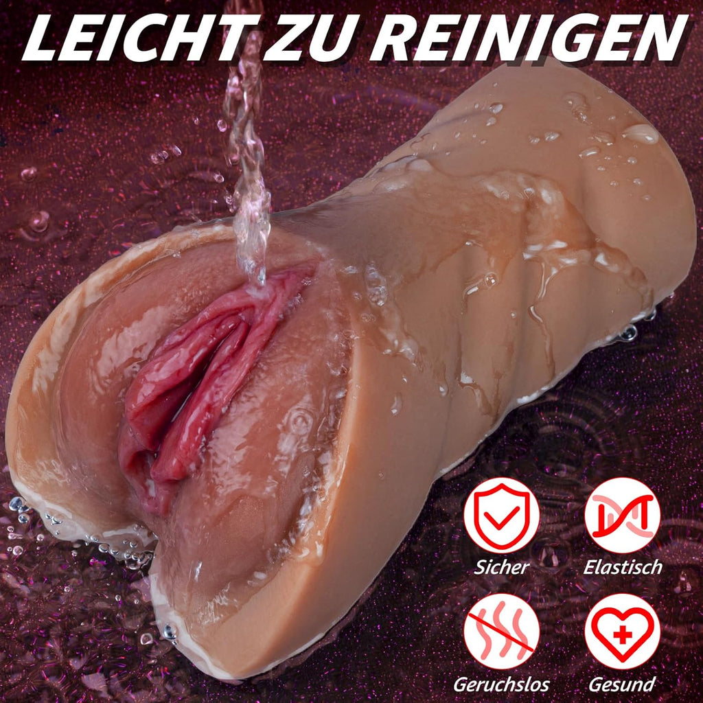 Realistischer Masturbator Taschenmuschi Silikon Masturbieren Sex Spielzeug mit 6D Klitoris Doppelkanal Masturbator Groß für Mann 2 in 1 Anal Erotik Sexspielzeug für die Männer solo