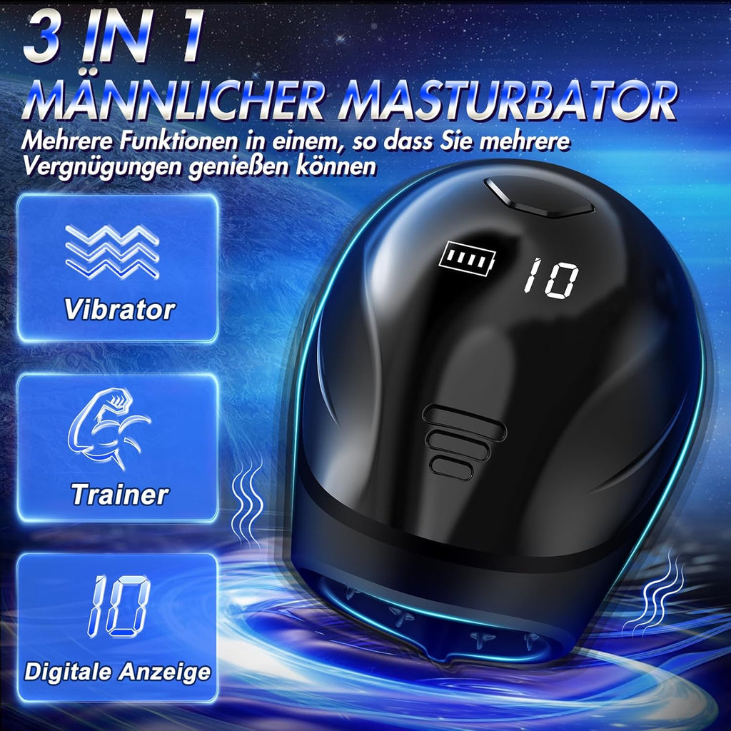 Penis Vibrator Trainer Masturbatoren Sexspielzeug-Elektrische Cup-Masturbatoren Mit LCD-Display & 10 Vibrationsmodi,360°Wrapping Glans Stimulator,sex spielzeug für die männer Vibratorensets für Männer