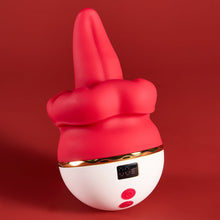 Load image into Gallery viewer, Joylume Silk Teaser handheld rose tongue vibrator shown in lifestyle setting
